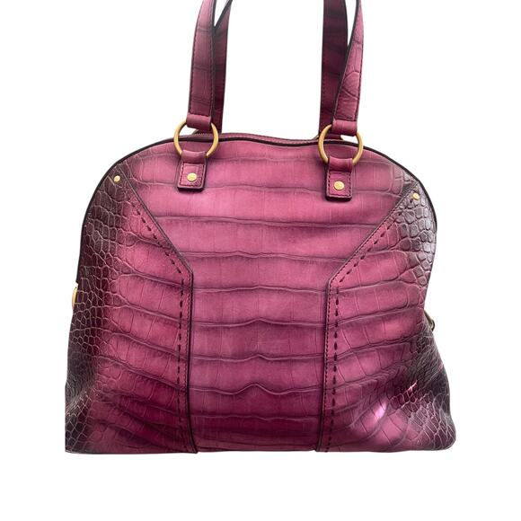 NWT Limited YSL Saint Laurant Crocodile Suede Oversized Large Muse Bag Purple - Picture 4 of 12